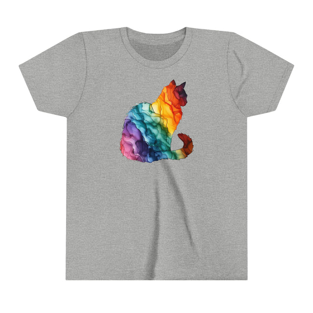 Rainbow Cat T-shirt,Pride Shirt,Cat Lover Top,Rainbow Animals,LGBTQ+ Tee,Queer,Gay,Lesbian,Bisexual,Trans,Feline,Kitten,Kitty,Youth Size