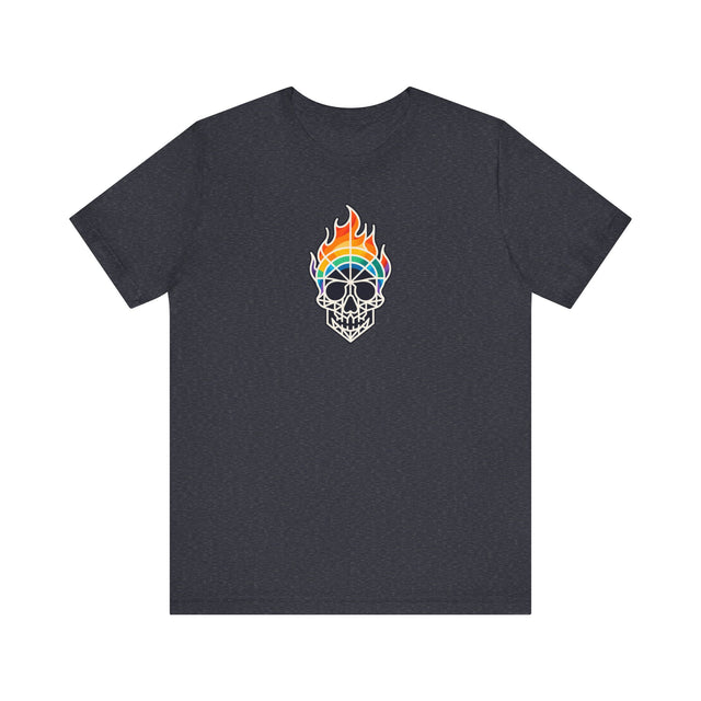 Flaming Rainbow Skull Shirt,Pride T-Shirt,Pride Parade T shirt, LGBTQ+ Tee,Nonbinary,Gay,Lesbian,Bisexual,Trans,BGLT,LBGT,Radical Fairies,Queer Goth