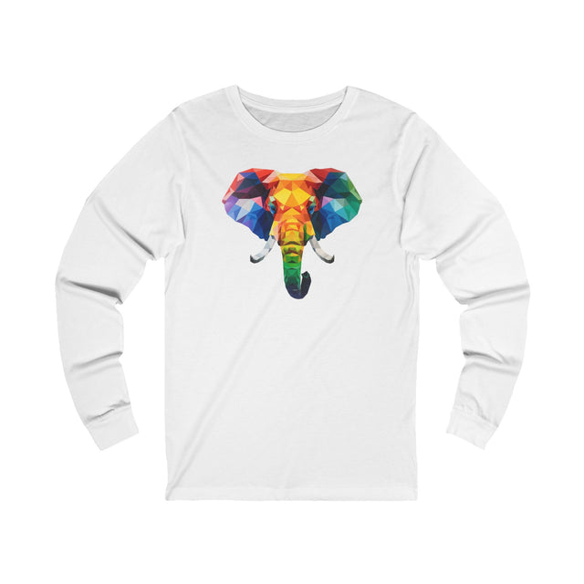 Geometric Rainbow Elephant Long Sleeve T-shirt,Pride Shirt,Queer Top,Rainbow Animals,LGBTQ+ Tee,Elephant Lover Gift,Gay,Lesbian,Bisexual,Trans
