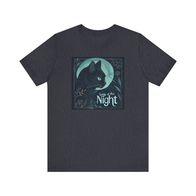 Lady of the Night, Witchy Black Cat, Cute Cat Shirt, Cat Lover Tee, Cat Owner gift, Cat Mom, Cat Dad, Mystical Moon, Midnight Cat, Familiar