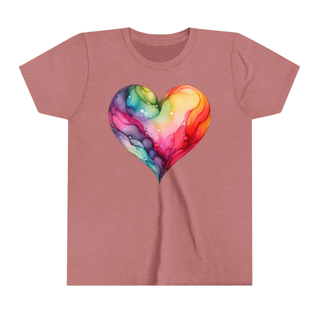 Rainbow Heart Alcohol Ink, Youth Size