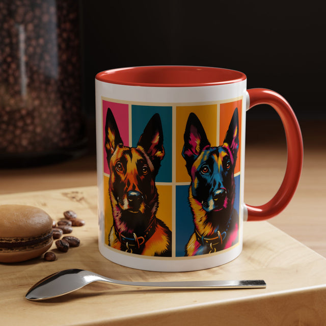 Belgian Malinois Coffee Cup,4-Panel Pop Art Mug,Belgian Malinois Lover,Mal Mom,Mali Dad,Dog Lover Gift,Belgian Malinois Gift