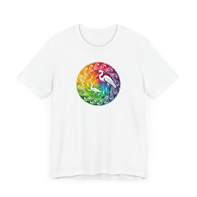 Rainbow Egret Spiral Mandala T-shirt, Bird Lover T shirt, LGBTQ+, BGLT,Pride Shirt