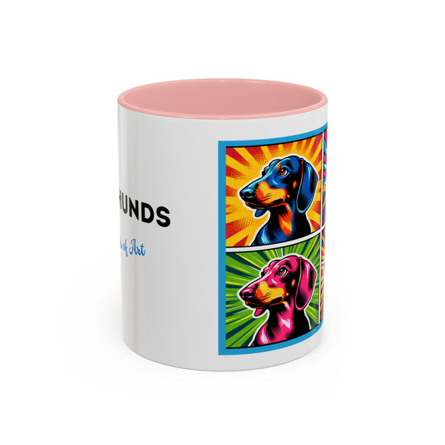 Dachshund Coffee Cup,4-Panel Pop Art Mug,Dachshund Lover,Doxie Mom or Dad,Dog Lover Gift,Wiener Dog,Sausage Dog,Low Rider dog