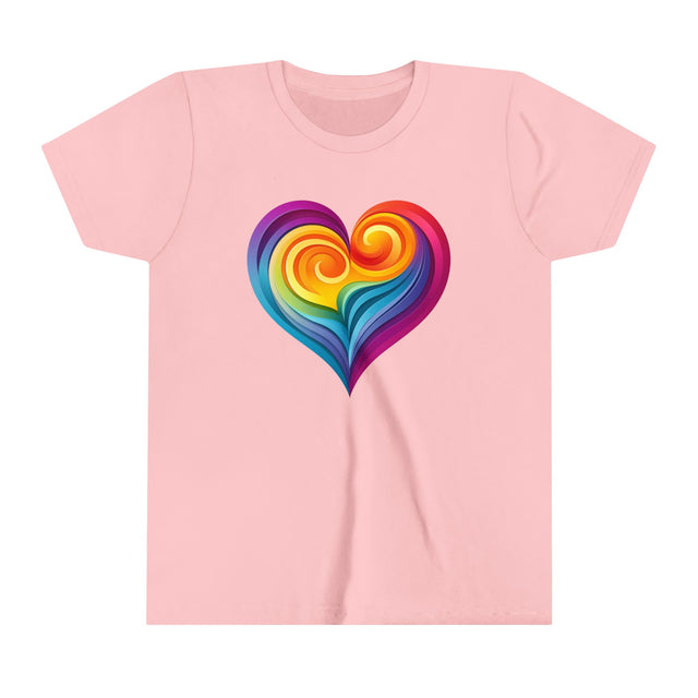 Rainbow Heart Swirl T-shirt,LBGT Heart,Gay Pride T shirt,LGBTQ+ Ally Tee,Nonbinary,Kids,Child,Youth Size