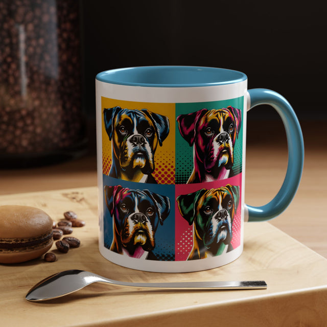 Boxers Coffee Cup,4-Panel Pop Art Mug,Boxer Lover,Boxer Mom,Boxer Dad,Dog Lover Gift,Boxer Gift