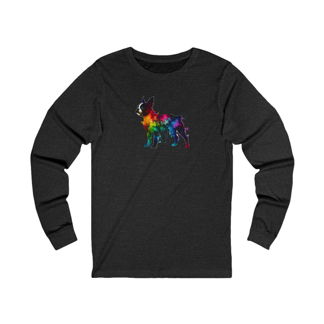 Rainbow Boston Terrier Long Sleeve T-shirt,Pride Shirt,Dog Lover Top,Rainbow Animals,LGBTQ+ Tee, Boston Terrier Owner