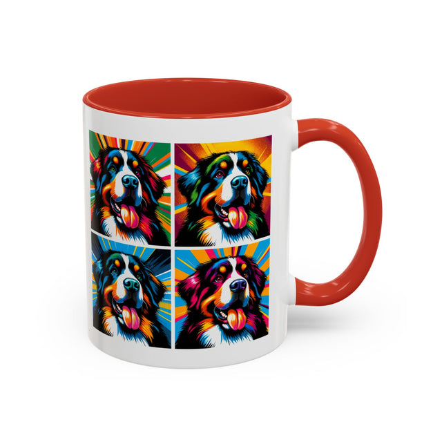 Bernese Mountain Dogs Coffee Cup,4-Panel Pop Art Mug,Berner Sennen Lover,Bernese Mom,Berner Dad,Dog Lover Gift,Bernese Mountain Dog Gift