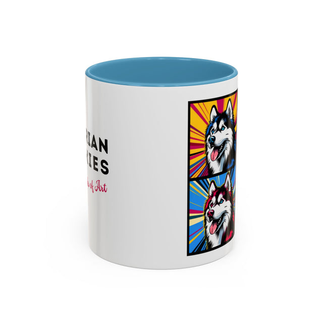 Siberian Huskies Coffee Cup,4-Panel Pop Art Mug,Husky Lover,Husky Mom,Sibe Dad,Dog Lover Gift,Siberian Husky Gift