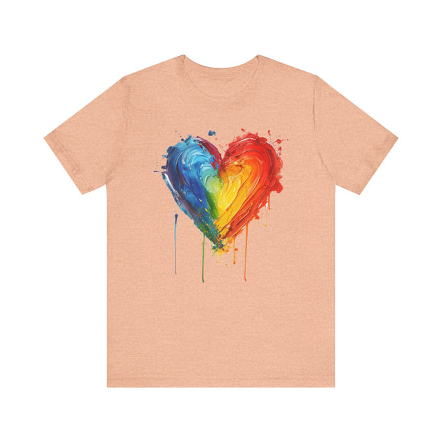 Painted Rainbow Heart T-shirt,Pride Shirt, Gay Pride T shirt, LGBTQ+ Ally Tee, Queer