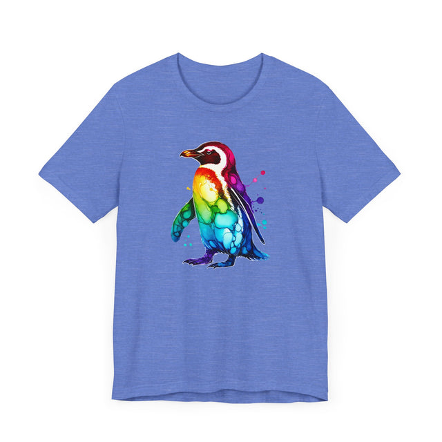 Rainbow Penguin Alcohol Ink T-shirt, Pride Shirt,Bird Lover T shirt, LGBTQ+, BGLT, Avian,Gray Heron
