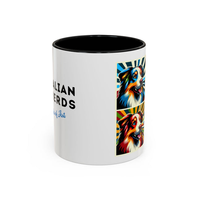 Australian Shepherds Coffee Cup,4-Panel Pop Art Mug,Australian Shepherd Lover,Aussie Shepherd Mom,Aussie Dad,Dog Lover Gift,Aussie Shepherd Gift