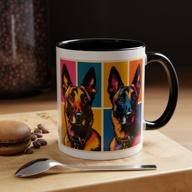 Belgian Malinois Coffee Cup,4-Panel Pop Art Mug,Belgian Malinois Lover,Mal Mom,Mali Dad,Dog Lover Gift,Belgian Malinois Gift