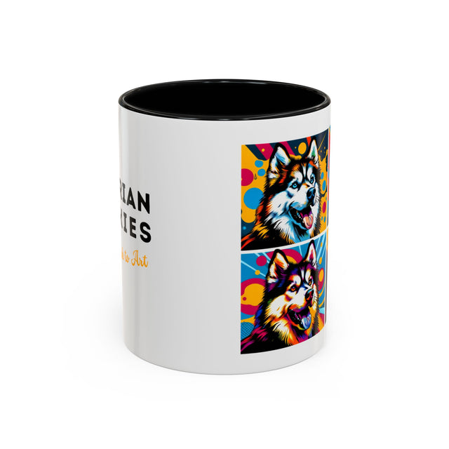 Siberian Huskies Coffee Cup,4-Panel Pop Art Mug,Husky Lover,Husky Mom,Sibe Dad,Dog Lover Gift,Siberian Husky Gift