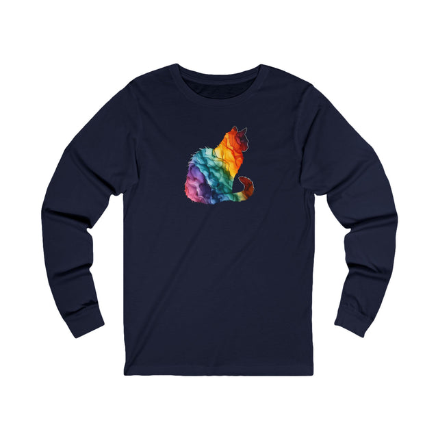Rainbow Cat Long Sleeve T-shirt,Pride Shirt,Queer Top,Rainbow Animals,LGBTQ+ Tee,Cat Lover Gift,Gay,Lesbian,Bisexual,Trans,Feline,Kitten,Kitty