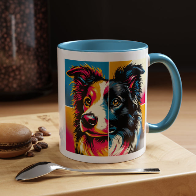 Border Collies Coffee Cup,4-Panel Pop Art Mug,Border Collie Lover,Border Collie Mom,Border Collie Dad,Dog Lover Gift,Border Collie Gift