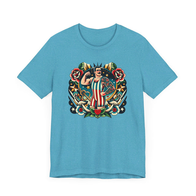 Circus Strongman T-shirt, Flash Tattoo Style Shirt