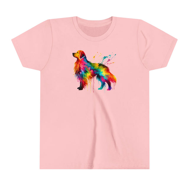 Rainbow Golden Retriever T-shirt,Pride Shirt,Dog Lover Top,Rainbow Animals,LGBTQ+ Tee,Golden Owner,Youth Size
