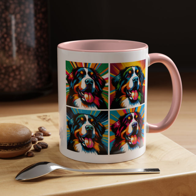 Bernese Mountain Dogs Coffee Cup,4-Panel Pop Art Mug,Berner Sennen Lover,Bernese Mom,Berner Dad,Dog Lover Gift,Bernese Mountain Dog Gift