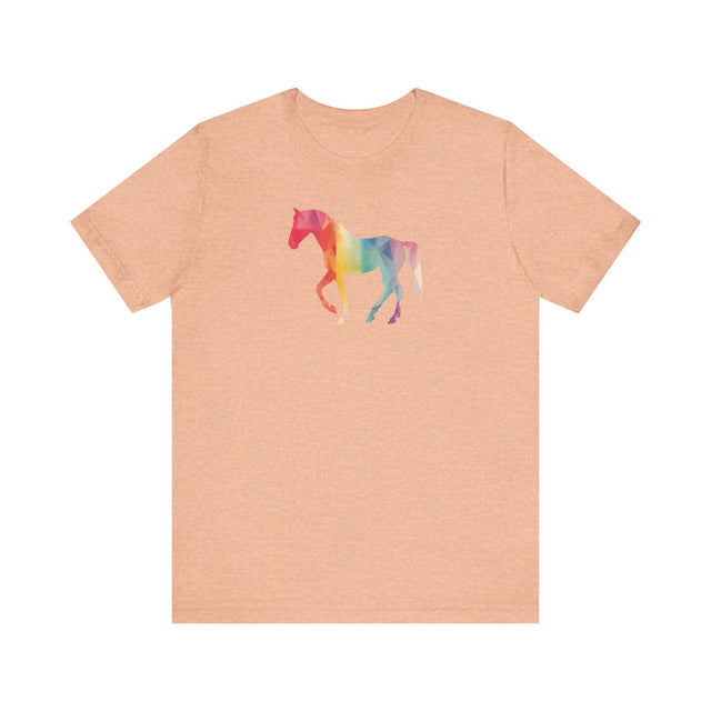 Geometric Rainbow Horse T-shirt,Pride Shirt,Equine Lover Top,Rainbow Animals,LGBTQ+ Tee,Queer,Gay,Lesbian,Bisexual,Trans,Pony,Colt