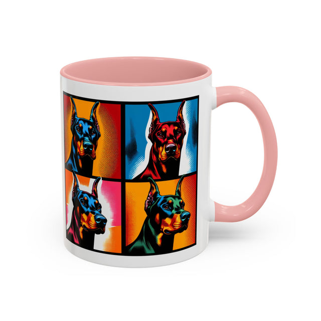 Doberman Pinschers Coffee Cup,4-Panel Pop Art Mug,Doberman Lover,Dobie Mom,Dobe Dad,Dog Lover Gift,Doberman Pinscher Gift