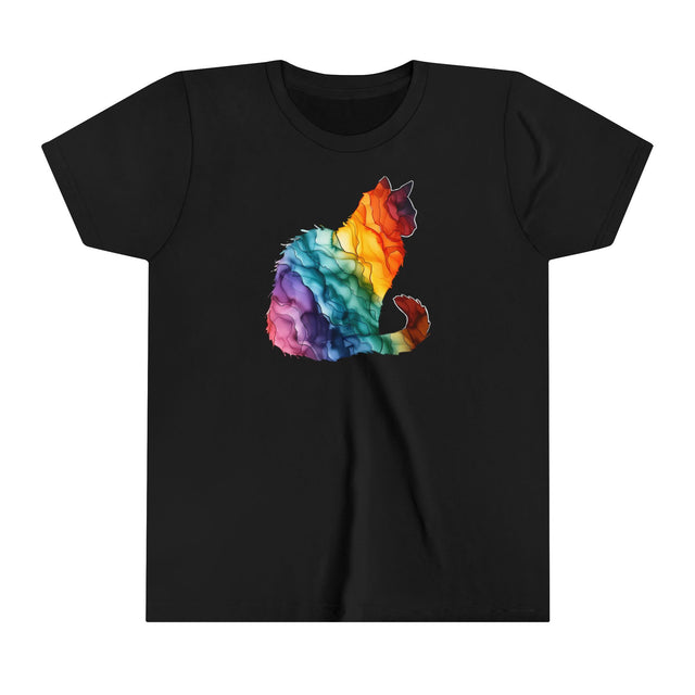 Rainbow Cat T-shirt,Pride Shirt,Cat Lover Top,Rainbow Animals,LGBTQ+ Tee,Queer,Gay,Lesbian,Bisexual,Trans,Feline,Kitten,Kitty,Youth Size