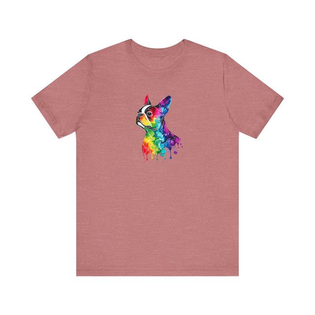 Rainbow Boston Terrier Head T-shirt,Pride Shirt,Dog Lover Top,Rainbow Animals,LGBTQ+ Tee, Boston Terrier Owner