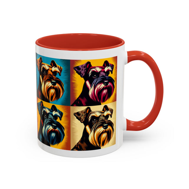 Black Miniature Schnauzer Coffee Cup, 4-Panel Pop Art Mug