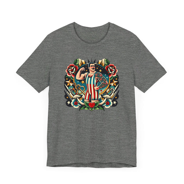 Circus Strongman T-shirt, Flash Tattoo Style Shirt