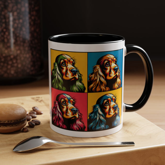 Cocker Spaniels Coffee Cup,4-Panel Pop Art Mug,Cocker Lover,Cocker Mom,Cocker Dad,Dog Lover Gift,Cocker Spaniel Gift