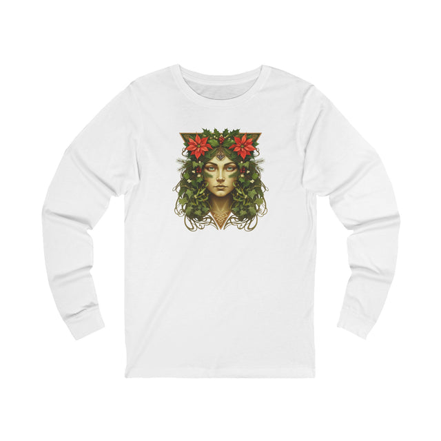 Green Woman Christmas Tee, Winter T-shirt, Long sleeve