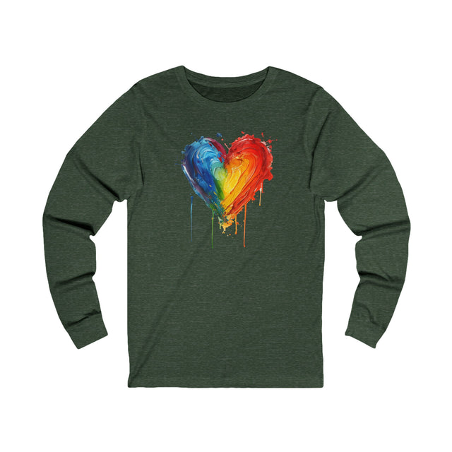 Painted Rainbow Heart long sleeve T-shirt,Pride Shirt,LBGT Heart,Gay Pride T shirt,LGBTQ+ Tee,Queer,Unisex Jersey Long Sleeve Tee