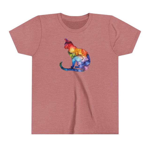Rainbow Cat T-shirt,Pride Shirt,Pride Parade Top,Rainbow Animals,LGBTQ+ Tee,Nonbinary,Gay,Lesbian,Bisexual,Trans,BGLT,LBGT,Feline,Kitten,Kitty,Youth Size