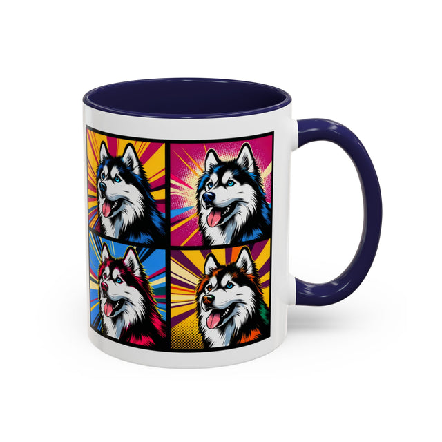 Siberian Huskies Coffee Cup,4-Panel Pop Art Mug,Husky Lover,Husky Mom,Sibe Dad,Dog Lover Gift,Siberian Husky Gift