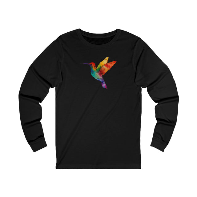 Rainbow Hummingbird Long Sleeve T-shirt,Pride Shirt,Queer Top,Rainbow Animals,LGBTQ+ Tee,Bird Lover Gift,Gay,Lesbian,Bisexual,Trans