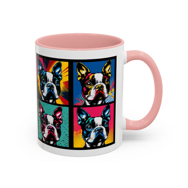 Boston Terrier Coffee Cup,4-Panel Pop Art Mug,Boston Terrier Lover,Boston Terrier Mom,Roundhead Dad,Dog Lover Gift,Boston Terrier Gift