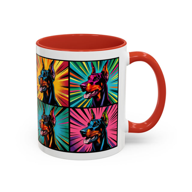 Doberman Pinschers Coffee Cup,4-Panel Pop Art Mug