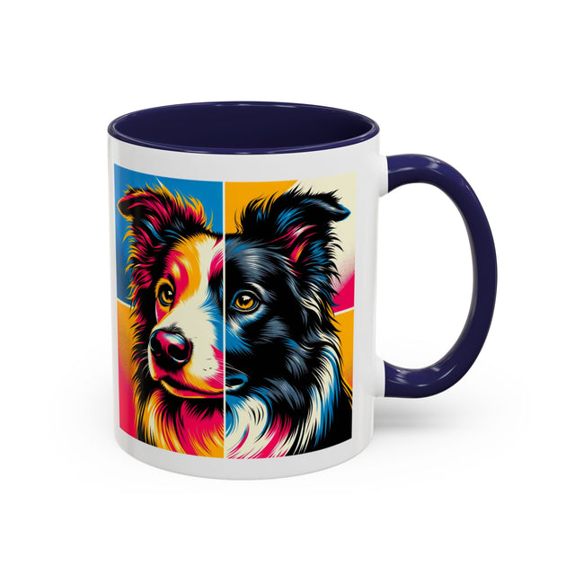 Border Collies Coffee Cup,4-Panel Pop Art Mug,Border Collie Lover,Border Collie Mom,Border Collie Dad,Dog Lover Gift,Border Collie Gift