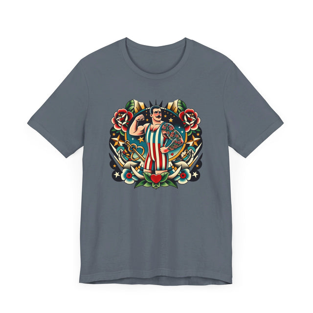 Circus Strongman T-shirt, Flash Tattoo Style Shirt