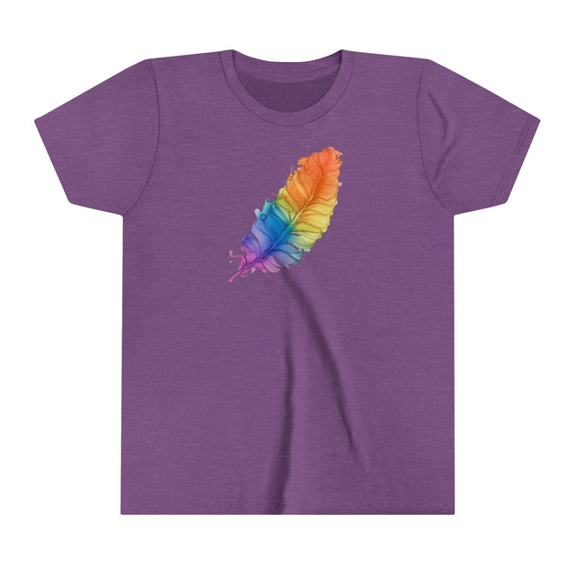 Rainbow Feather T-shirt,Pride Shirt,Bird Lover Top,Rainbow Animals,LGBTQ+ Tee,Queer,Gay,Lesbian,Bisexual,Trans,Youth Size