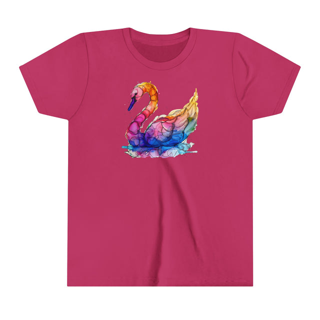 Rainbow Swan T-shirt,Pride Shirt,Bird Lover Top,Rainbow Animals,LGBTQ+ Tee,Youth Size