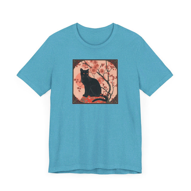 Black Cat Flowers T-shirt, Cat Lover Top, Halloween Tee