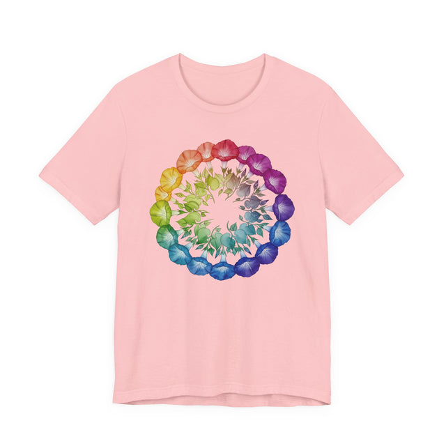 Rainbow Morning Glory Mandala shirt, Flower Shirt,Pride Tee, LGBTQIA, Plant Lover Gift, Gardener T-shirt, Mothers Day Gift, Gift for Her