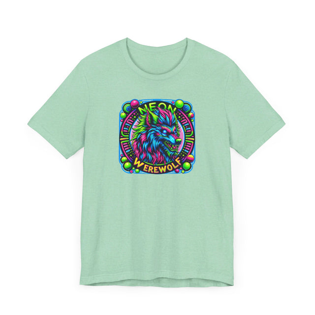Neon Werewolf Circles T-shirt, Halloween Tee, Neon Goth