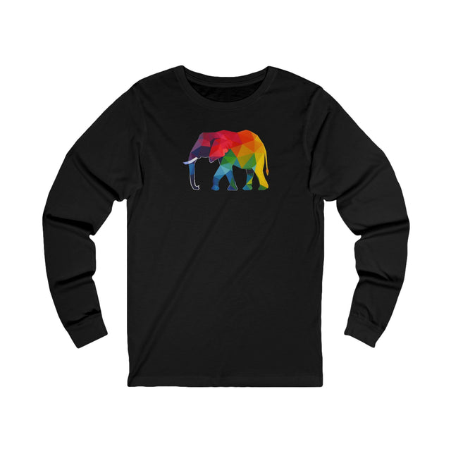 Geometric Rainbow Elephant Long Sleeve T-shirt,Pride Shirt,Queer Top,Rainbow Animals,LGBTQ+ Tee,Elephant Lover Gift,Gay,Lesbian,Bisexual,Trans