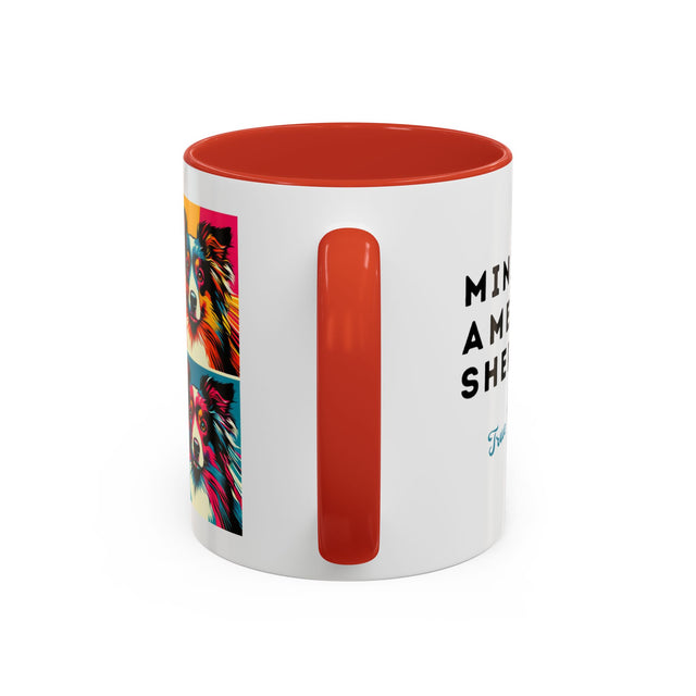 Miniature American Shepherds Coffee Cup,4-Panel Pop Art Mug,MAS Lover,Mini Aussie Mom,Mini Aussie Dad,Dog Lover Gift,Miniature American Shepherd Gift