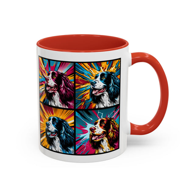 English Springer Spaniels Coffee Cup,4-Panel Pop Art Mug,Springer Lover,Springer Mom,Springer Dad,Dog Lover Gift,English Springer Spaniel Gift