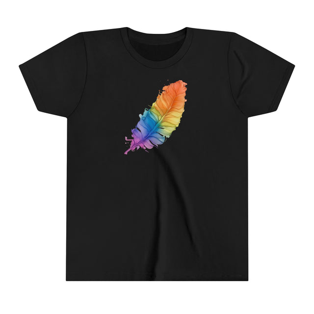 Rainbow Feather T-shirt,Pride Shirt,Bird Lover Top,Rainbow Animals,LGBTQ+ Tee,Queer,Gay,Lesbian,Bisexual,Trans,Youth Size