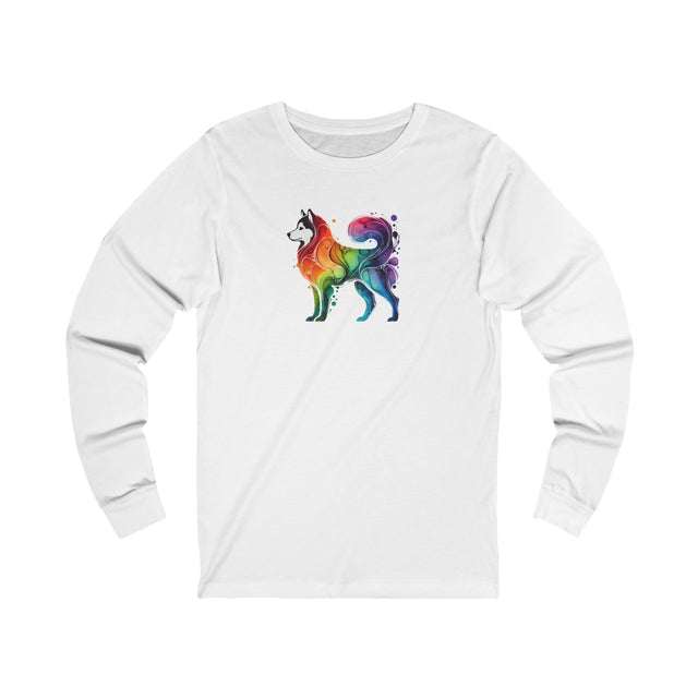 Rainbow Siberian Husky Long Sleeve T-shirt,Pride Shirt,Dog Lover Top,Rainbow Animals,LGBTQ+ Tee,Husky Owner
