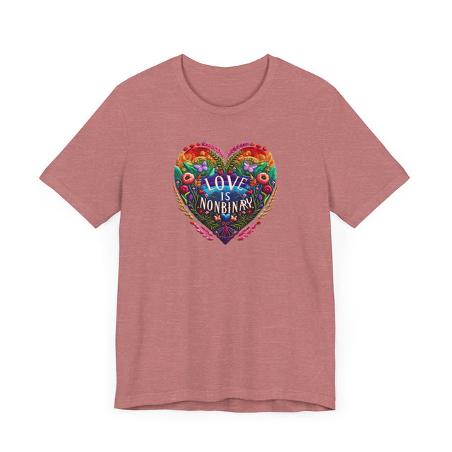 Love Is NonBinary Heart Shirt, Rainbow Heart T-shirt, LGBTQ+ Heart Top